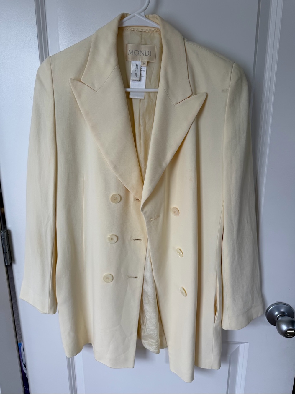 MONDI Cream Double-Breasted Women's Blazer Jacket